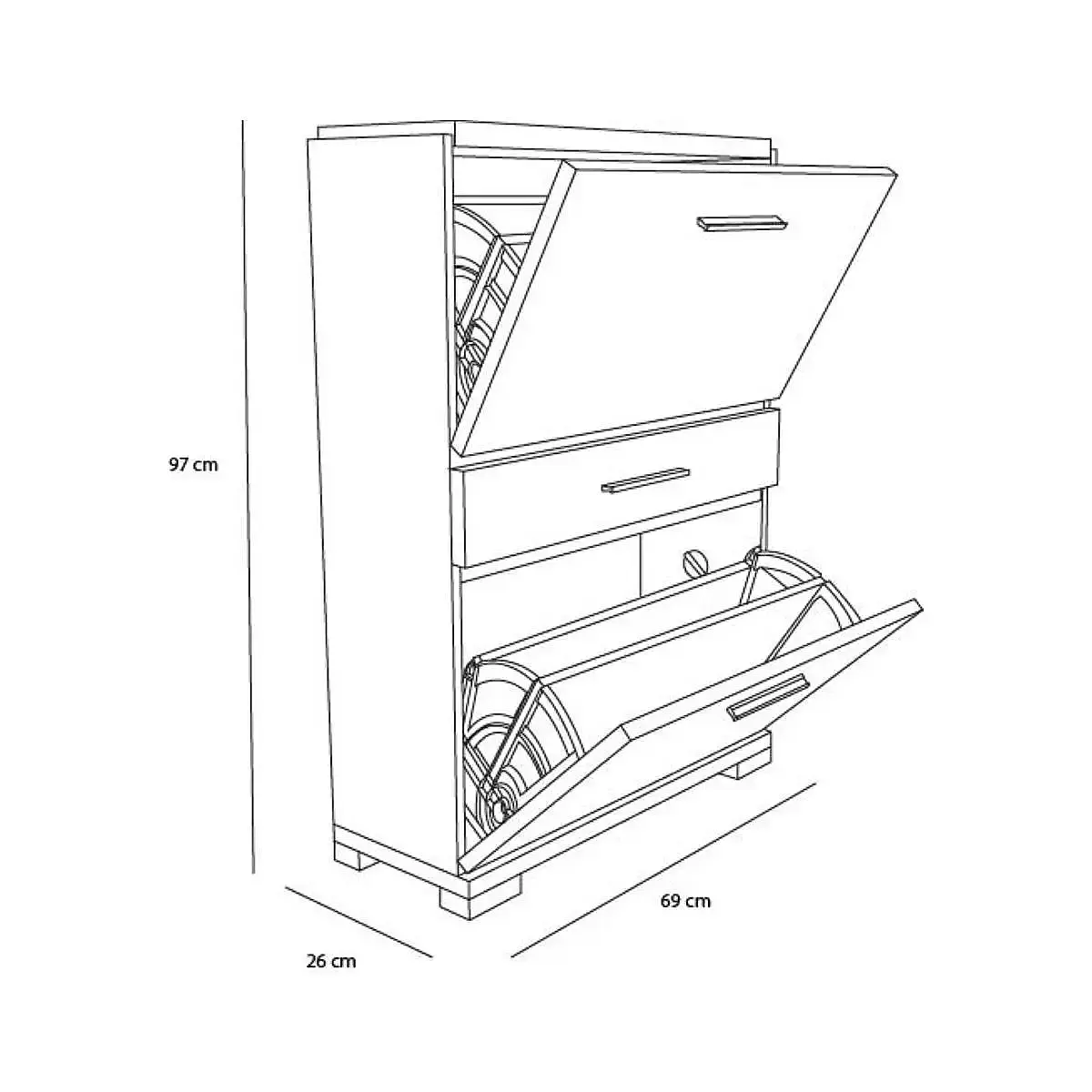 MUEBLE ZAPATERO 2 PTAS. ABATIBLES Y CAJÓN VA4004