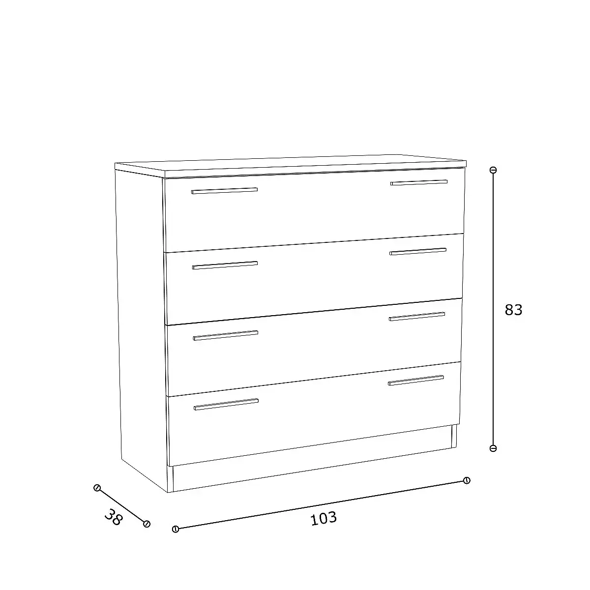 Comoda Grecia 4 Cajones