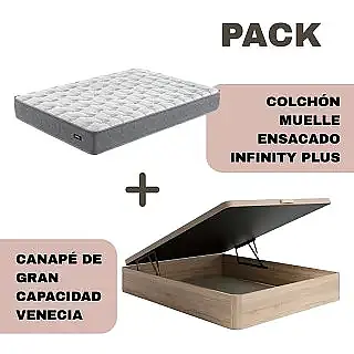 Pack canapé de madera + colchón Infinity Plus
