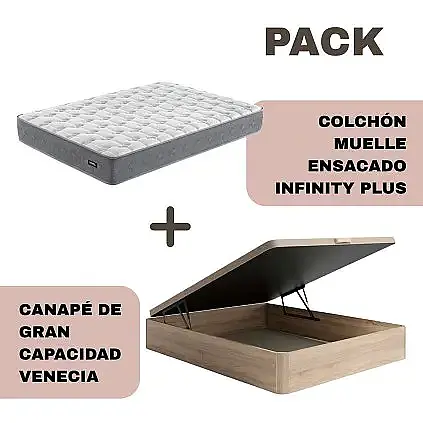 Pack canapé de madera + colchón Infinity Plus