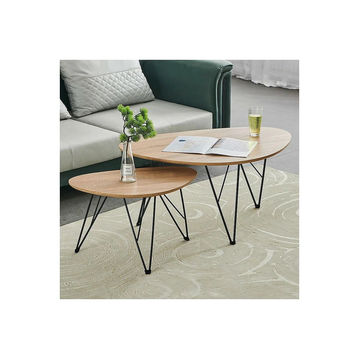 SET 2 MESAS DE CENTRO OVALADAS SILVIA