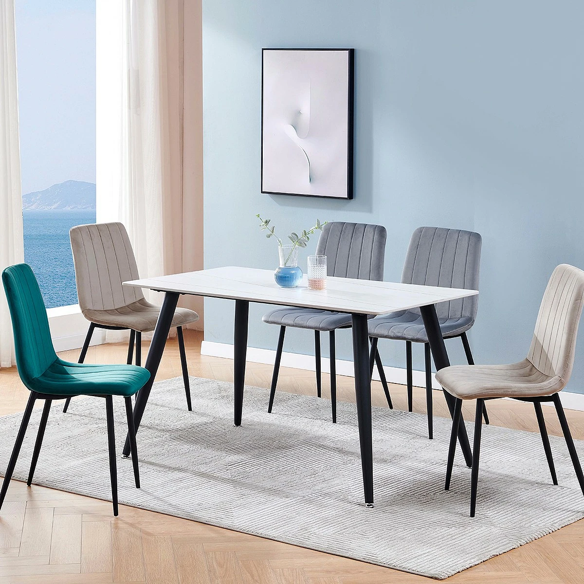 MESA COMEDOR JULIA 130 x71x 75 CERAMICA BLANCO