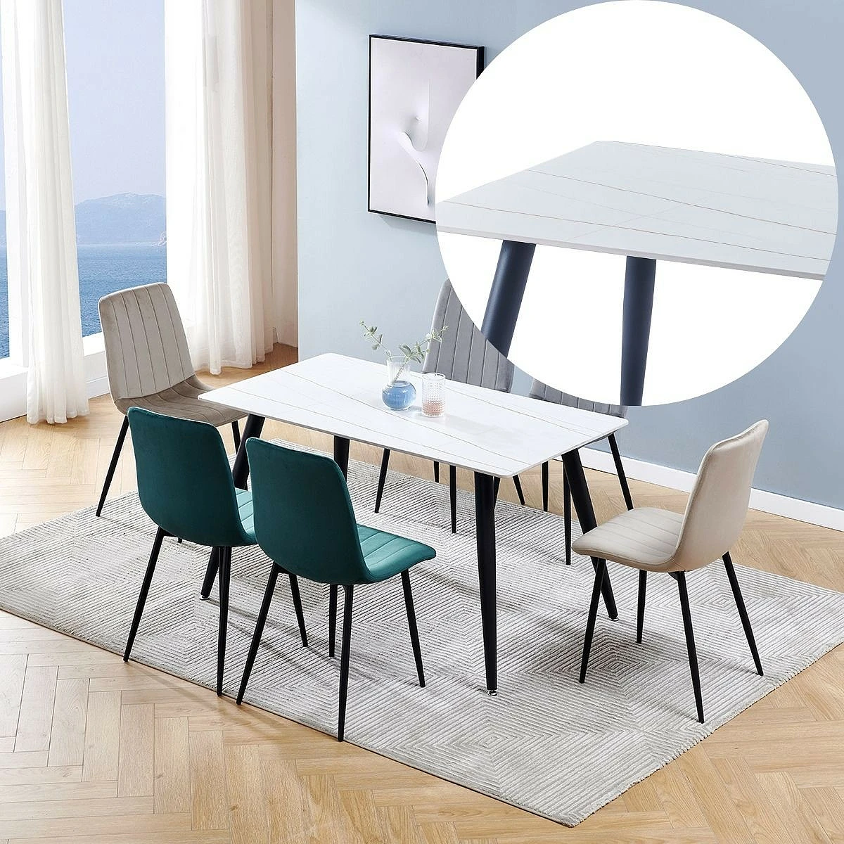 MESA COMEDOR JULIA 130 x71x 75 CERAMICA BLANCO