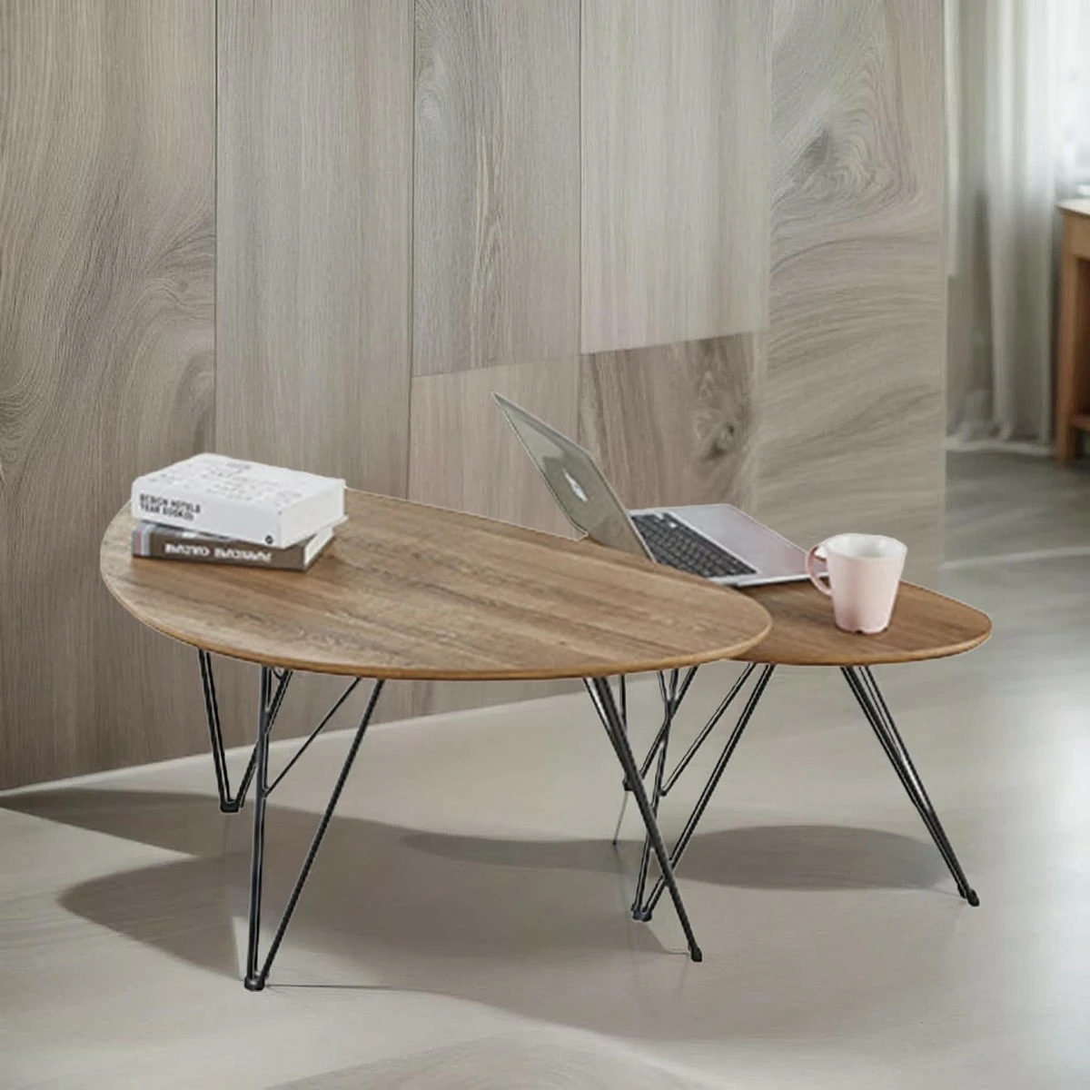 SET 2 MESAS DE CENTRO OVALADAS SILVIA