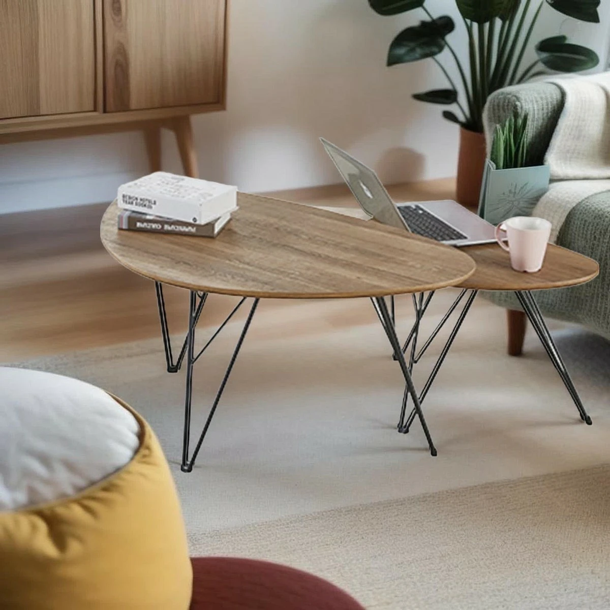 SET 2 MESAS DE CENTRO OVALADAS SILVIA