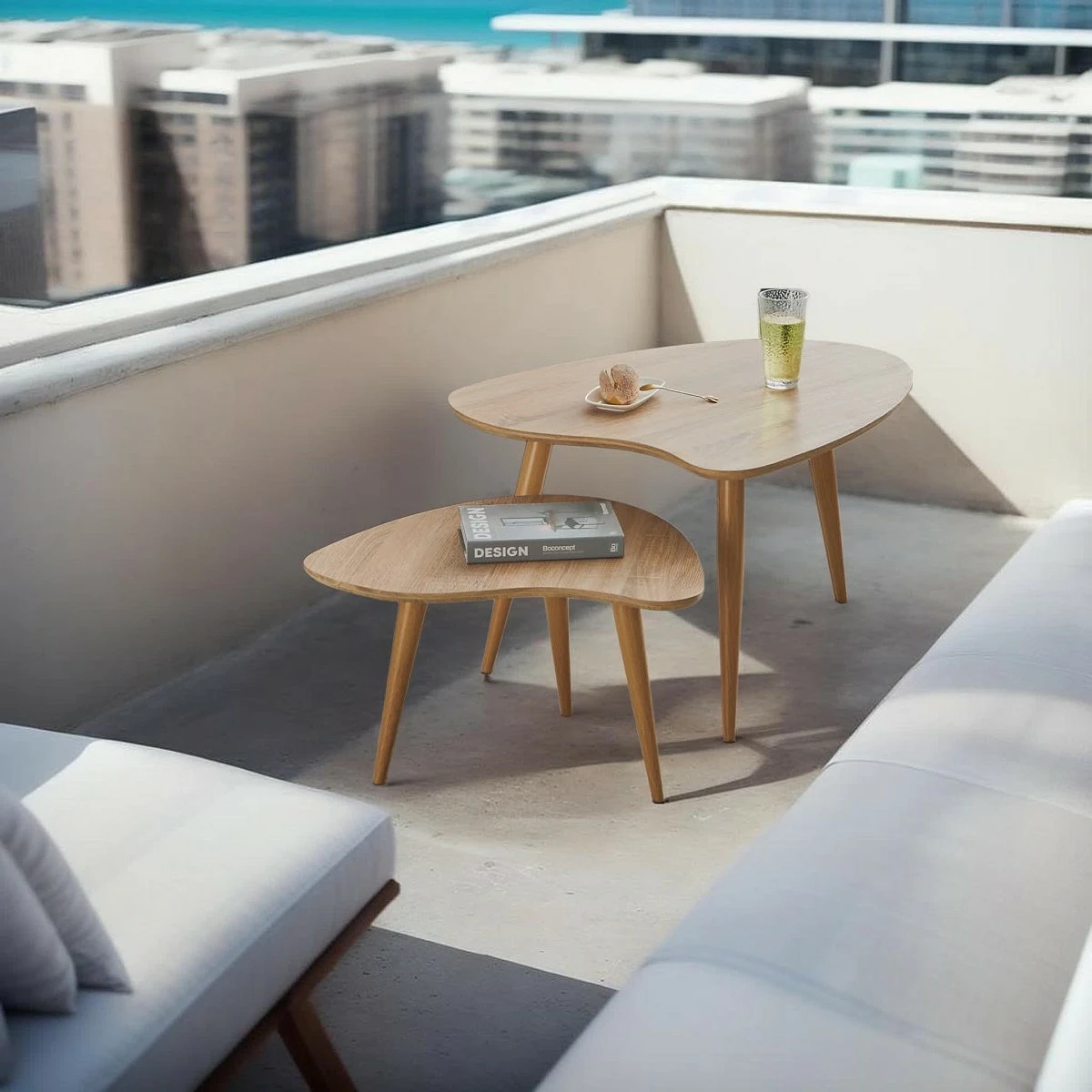 SET 2 MESAS DE CENTRO OVALADAS IRENE