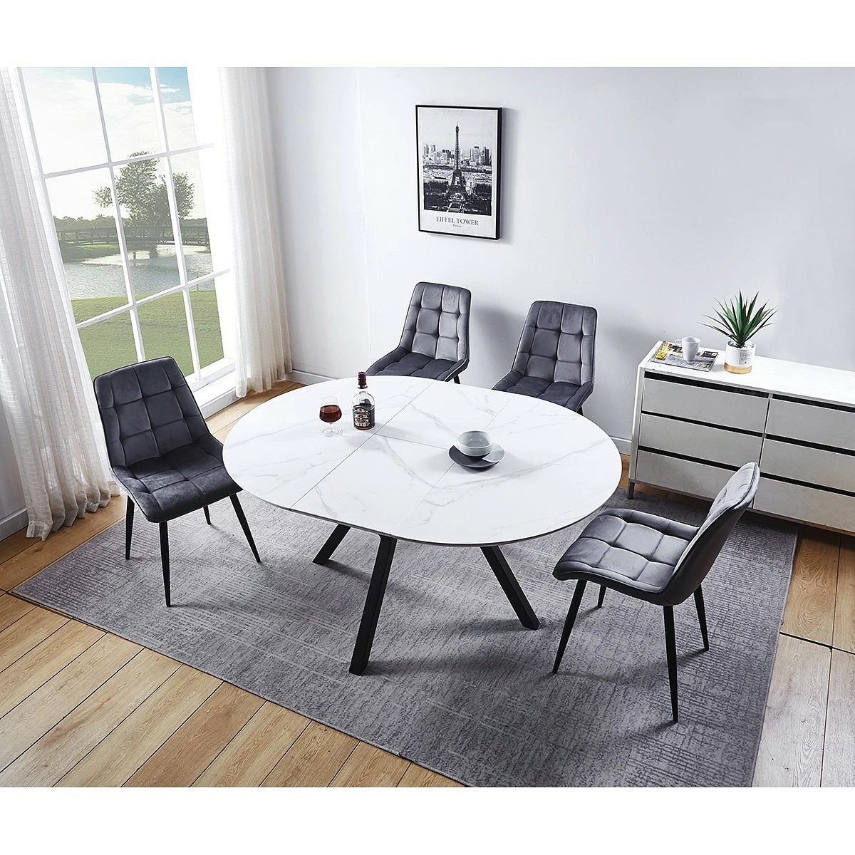 MESA EXTENSIBLE LINDA REDONDA 120-160x120 CERAMIC