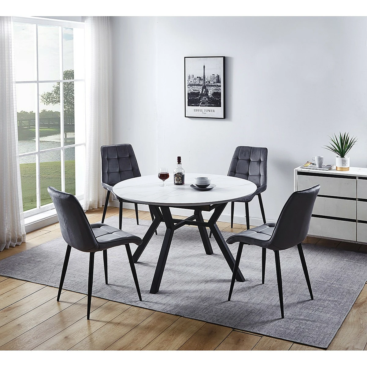 MESA EXTENSIBLE LINDA REDONDA 120-160x120 CERAMIC