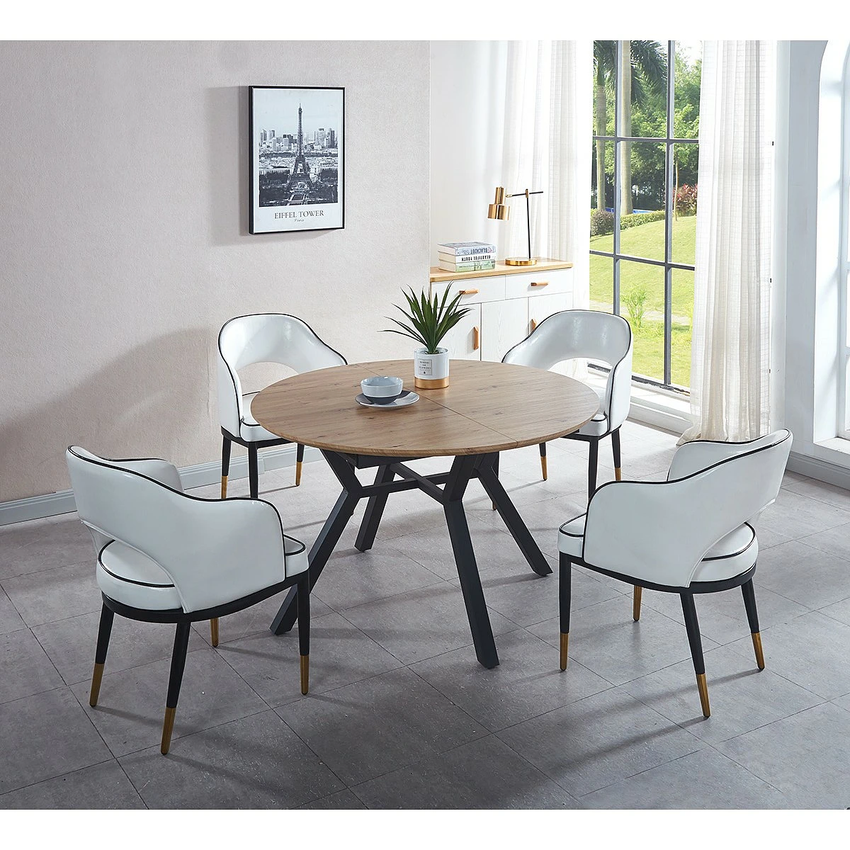 MESA EXTENSIBLE LINDA REDONDA 120-160x120 CERAMIC