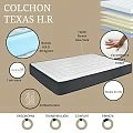 colchon texas núcleo de hr y viscoelastica, 7 capas, tejido fresh