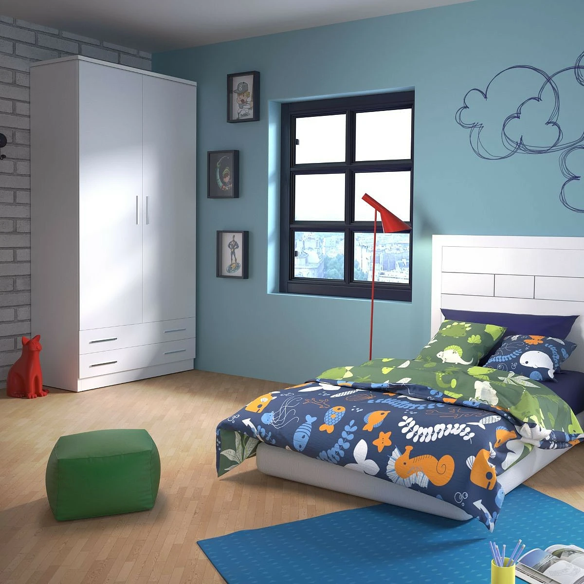 ARMARIO 2 PUERTAS Y  2 CAJONES DAKOTA