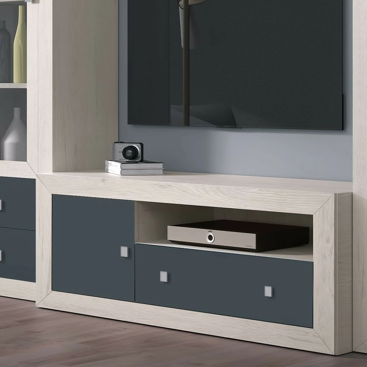 BAJO TV 1 PUERTA Y  1 CAJON 140 CM  MOD.PRAGA