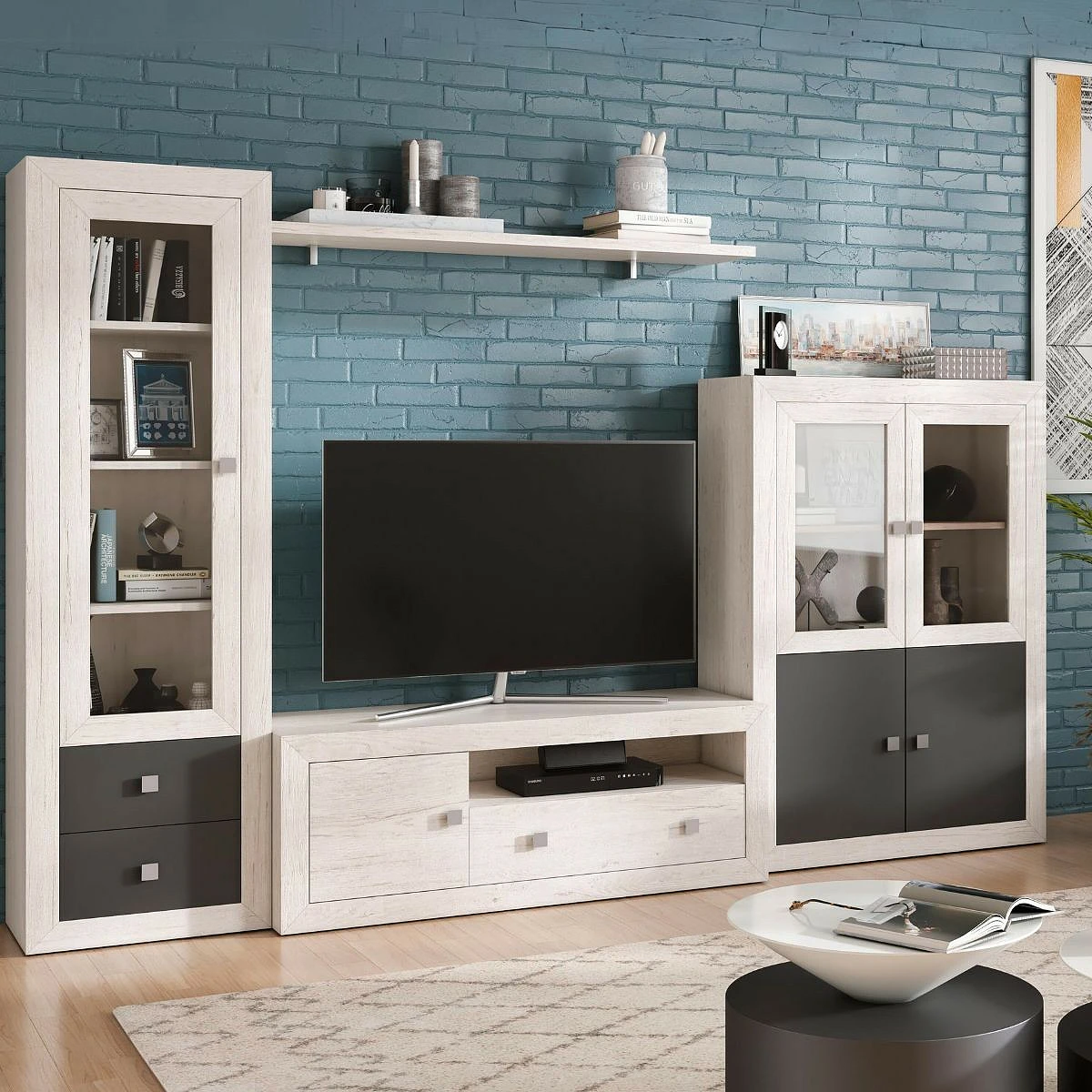 BAJO TV 1 PUERTA Y  1 CAJON 140 CM  MOD.PRAGA