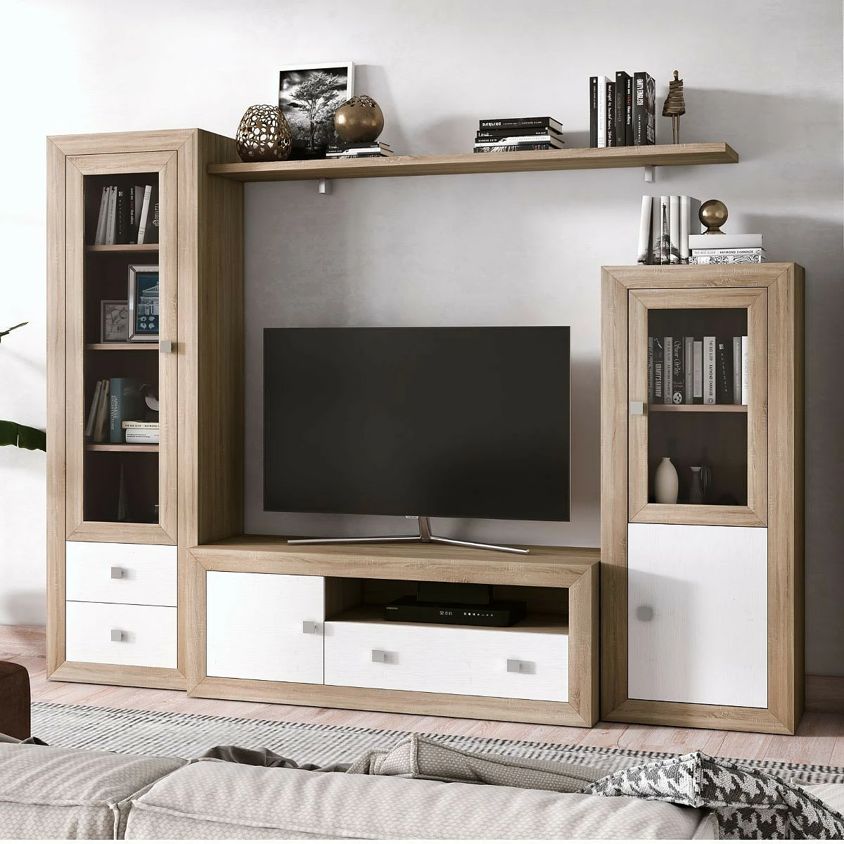 BAJO TV 1 PUERTA Y  1 CAJON 140 CM  MOD.PRAGA