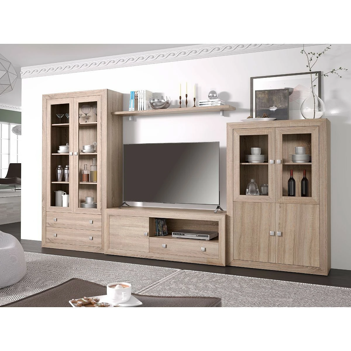 BAJO TV 1 PUERTA Y  1 CAJON 140 CM  MOD.PRAGA