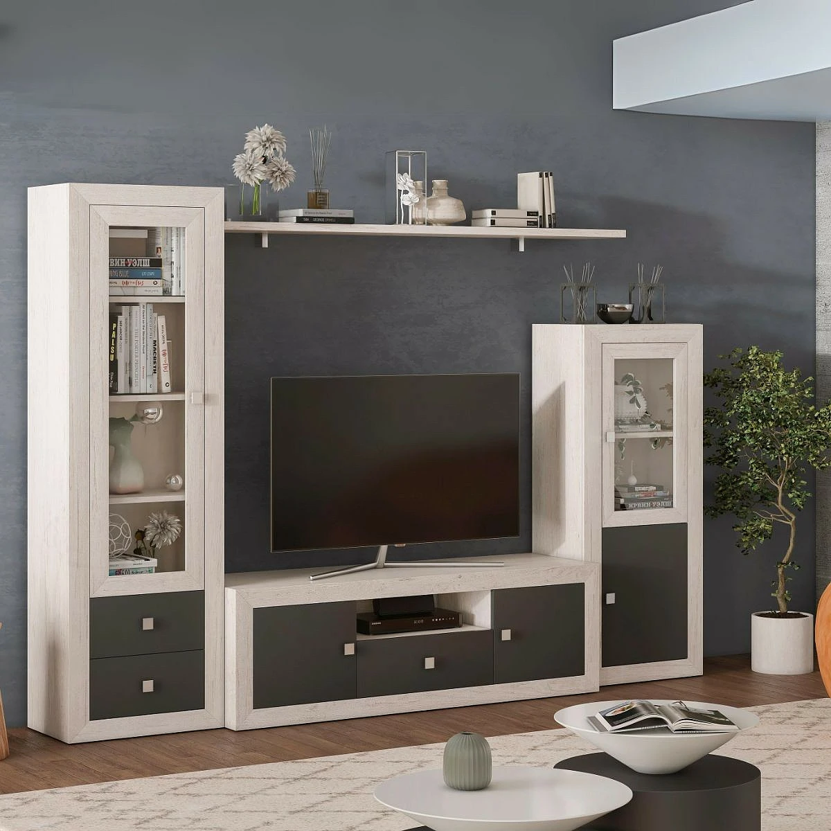 BAJO TV 2 PUERTAS Y  1 CAJON 167 CM  MOD.PRAGA