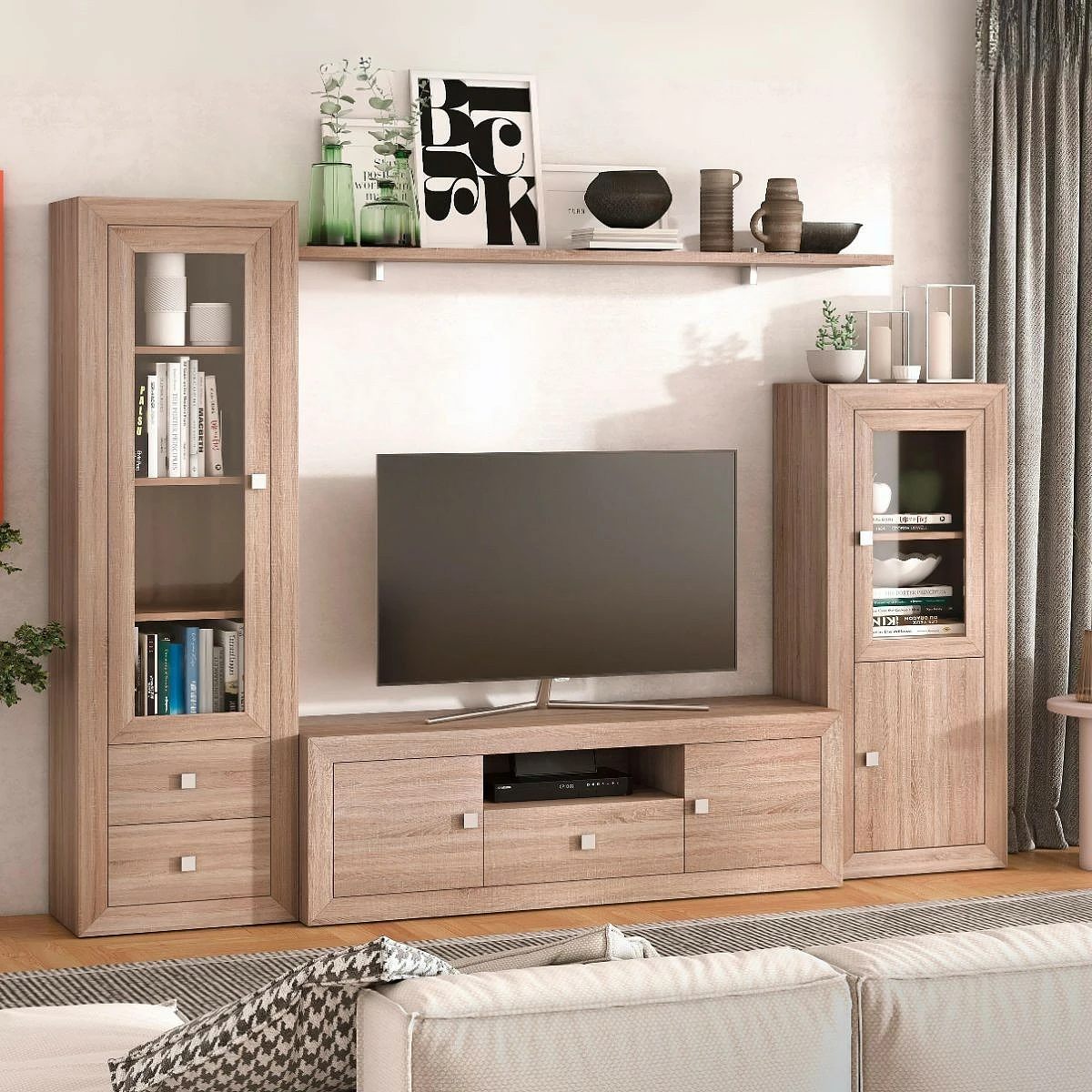 BAJO TV 2 PUERTAS Y  1 CAJON 167 CM  MOD.PRAGA