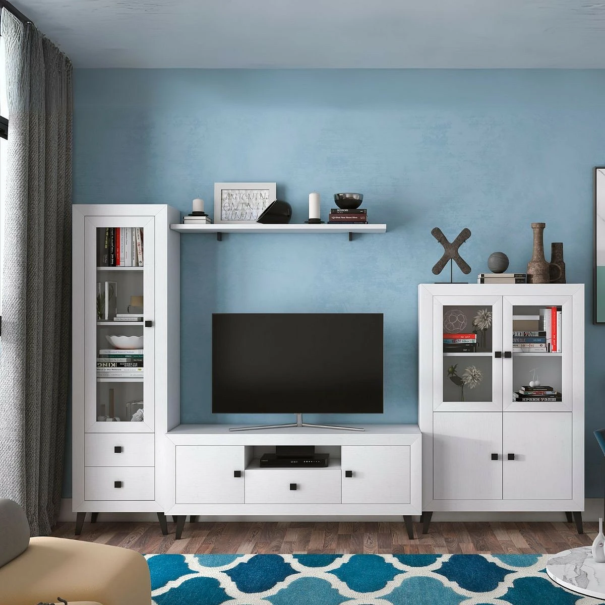 BAJO TV 2 PUERTAS Y  1 CAJON 167 CM  MOD.PRAGA