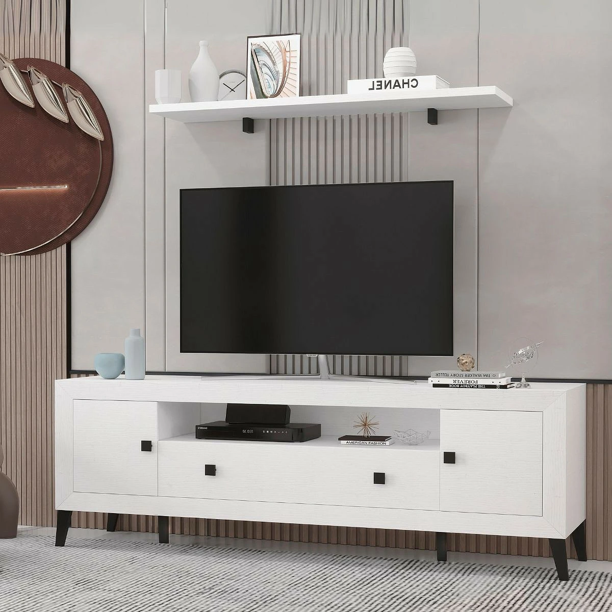 BAJO TV 2 PUERTAS Y 1 CAJON 187 CM MOD.PRAGA