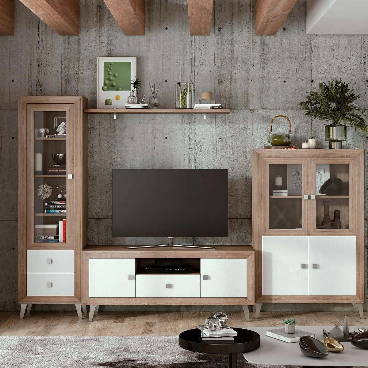 BAJO TV 2 PUERTAS Y 1 CAJON 187 CM MOD.PRAGA