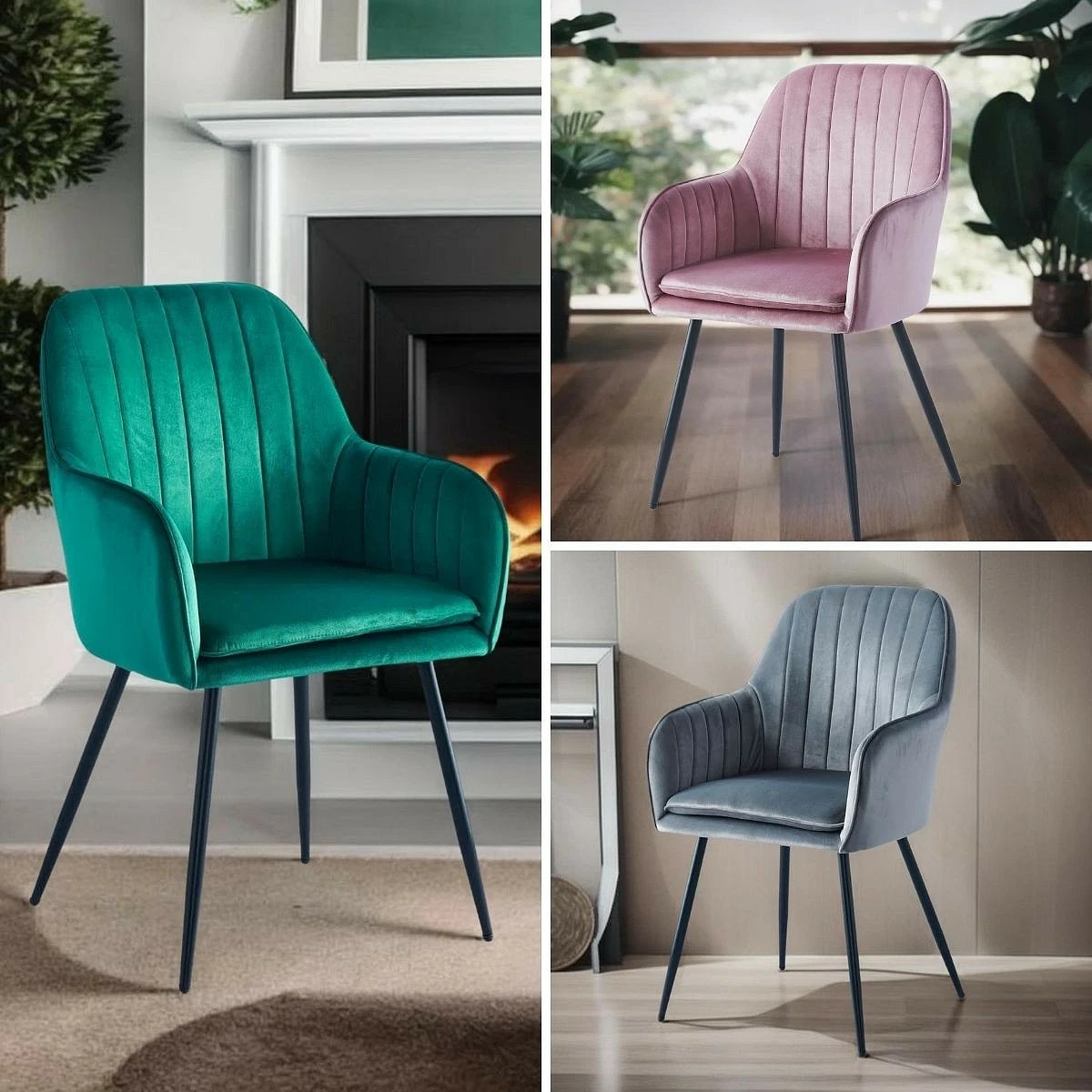 SILLON MUNICH TERCIOPELO PATA NEGRO