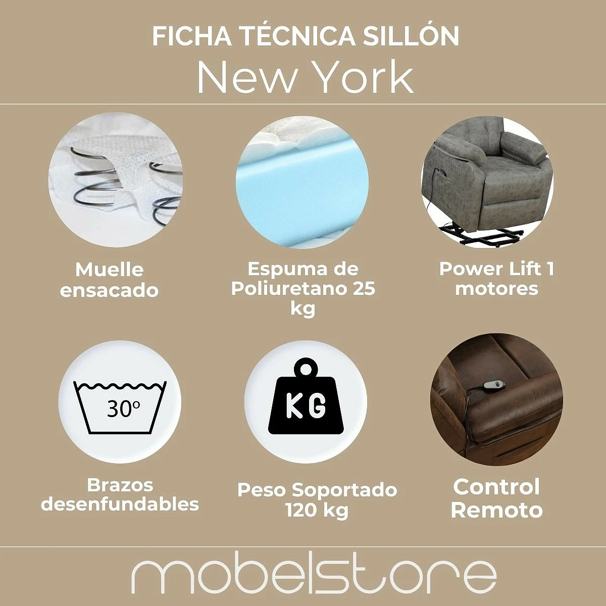 Sillón Relax Mod.NEW YORK  Powerlift Levantapersonas