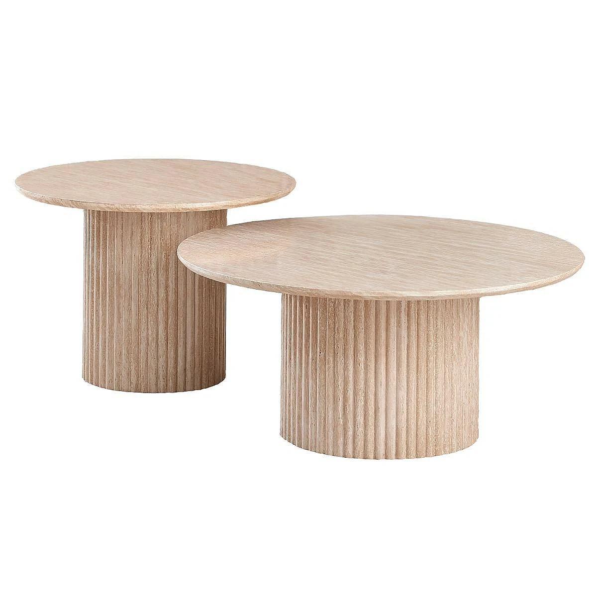 SET 2 MESAS CENTRO ESTRELLA TRAVERTINO 80X36 Y 60X42