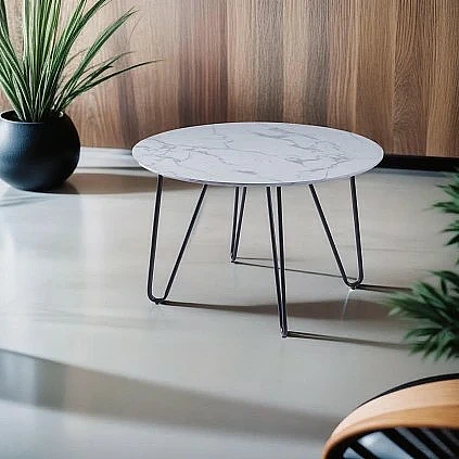 MESA CENTRO NURIA 80 REDONDA MARMOL BLANCO