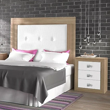 Dormitorio Completo París cabecero + 2 mesitas + comoda y espejo