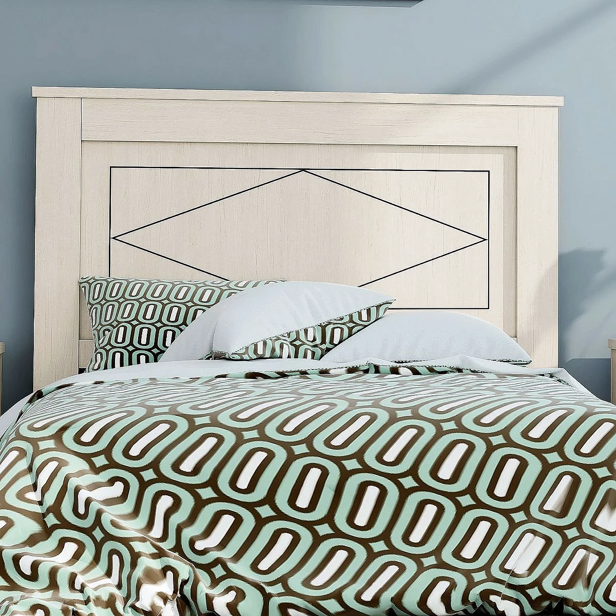 Dormitorio Completo Marsella cabecero + 2 mesitas + comoda y espejo