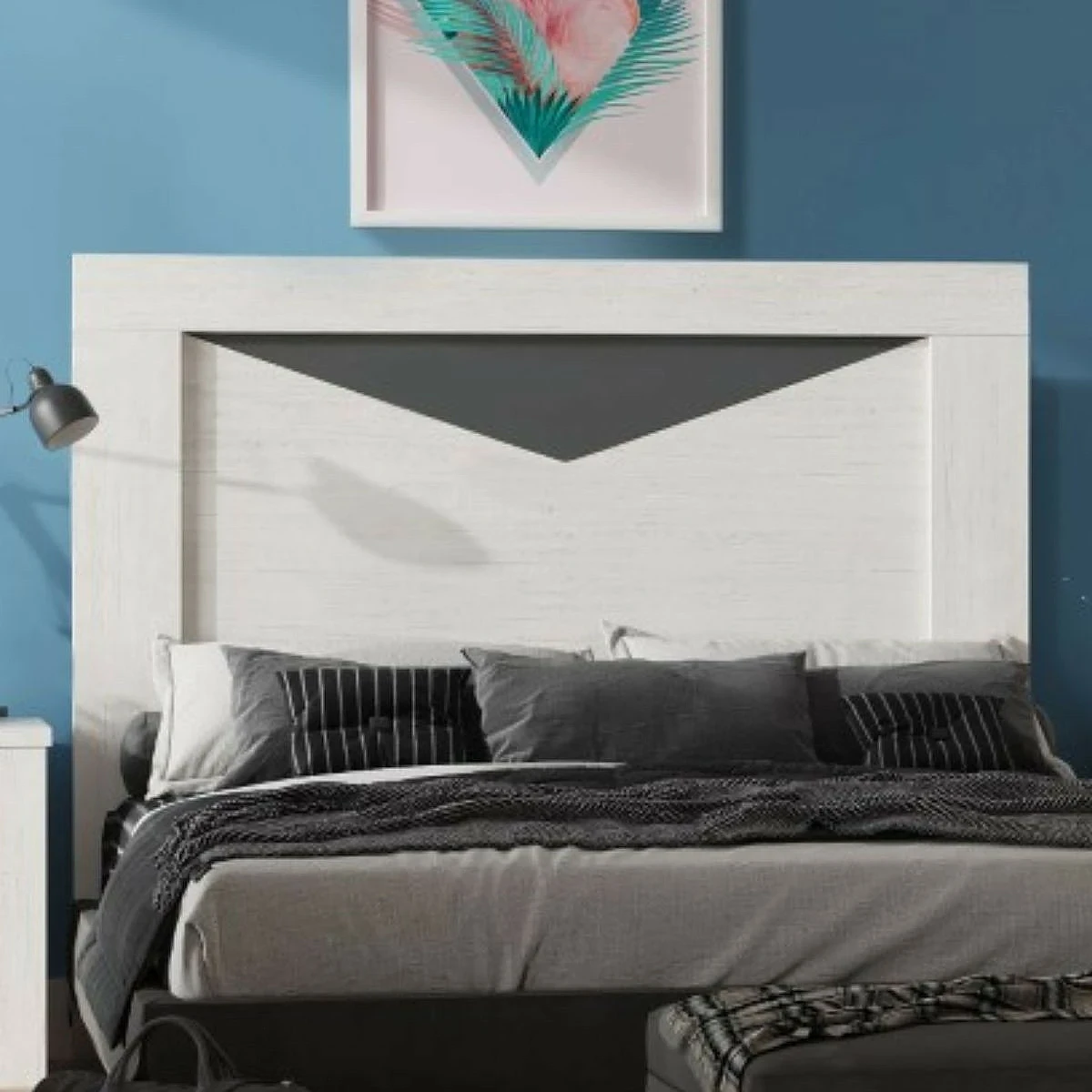 Dormitorio Completo Tokio cabecero + 2 mesitas + comoda y espejo