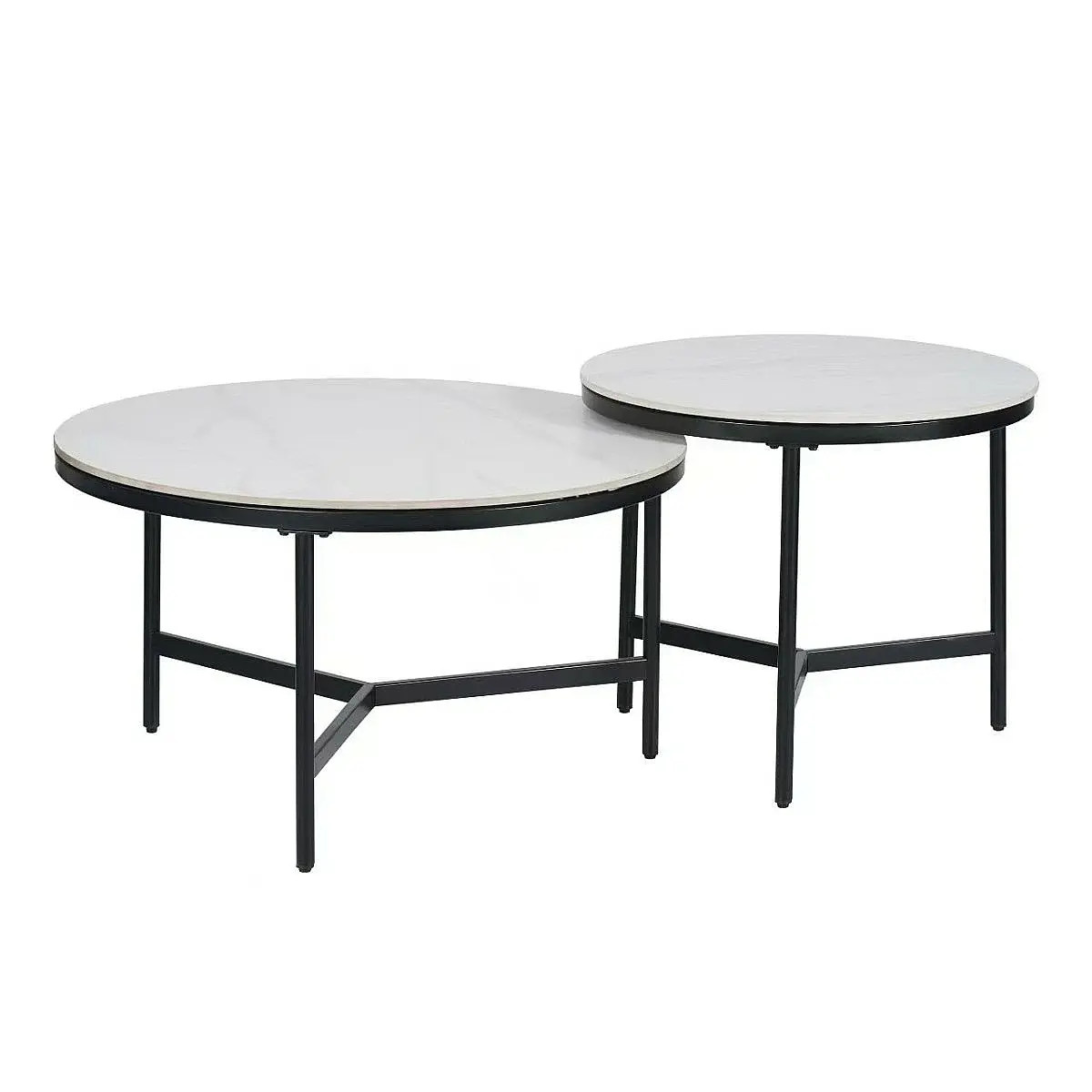 Set 2 mesas centro Matilde ceramic blanco-gris pata negra