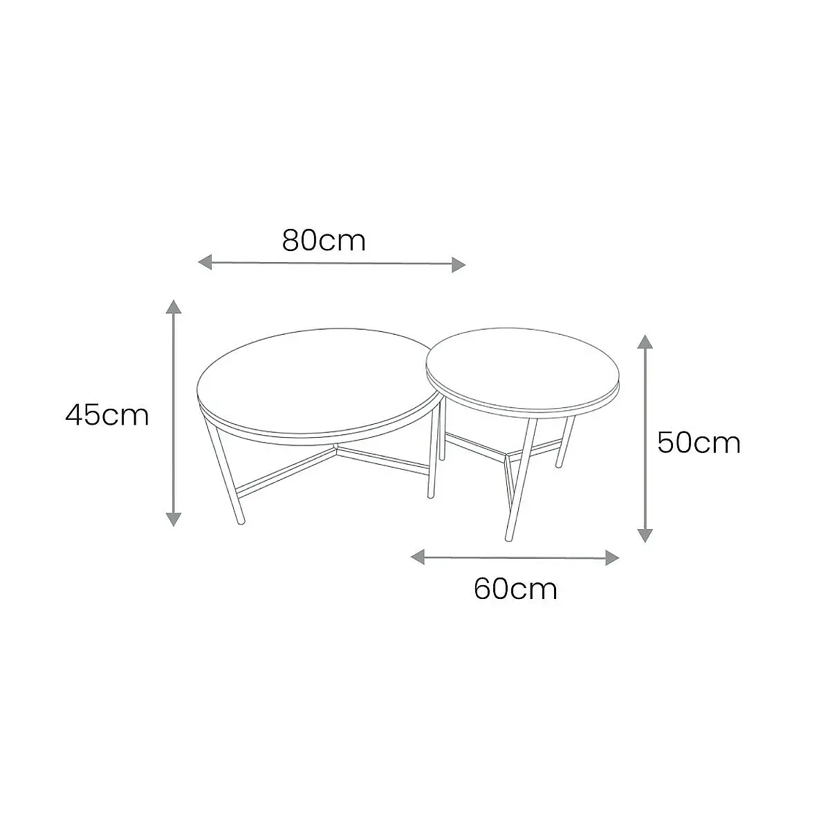 Set 2 mesas centro Matilde ceramic blanco-gris pata negra