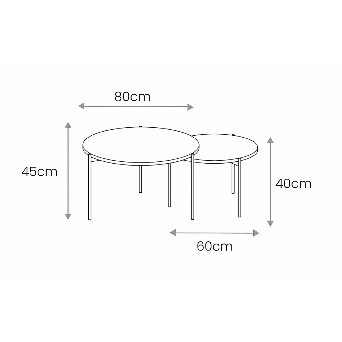Set 2 mesas centro Karlota ceramic negro y blanco pata negra