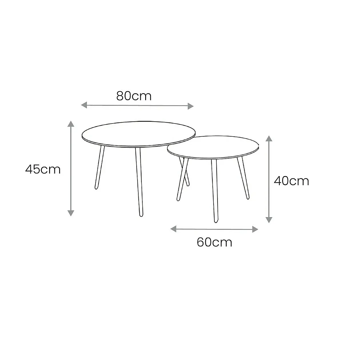 Set 2 mesas centro redondas Costa ceramic blanco/gris