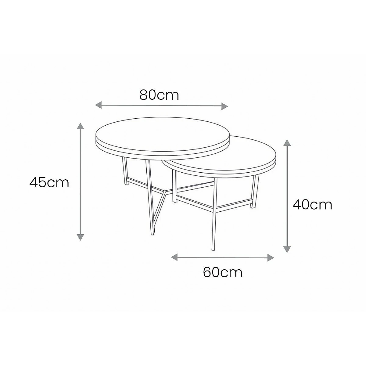 Set 2 mesas centro redondas Canela nogal