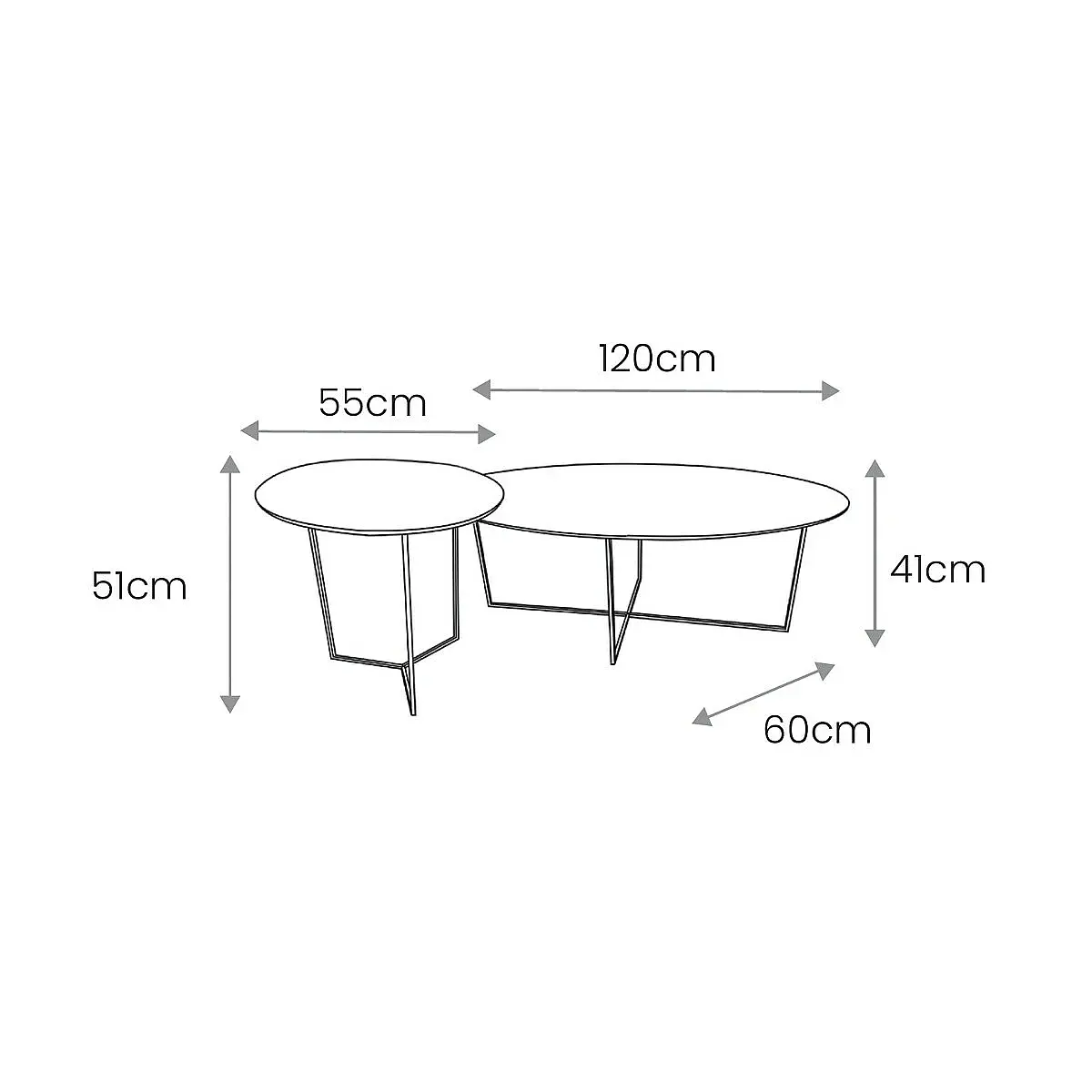 Set 2 mesas centro redonda y ovalada Bohemia roble