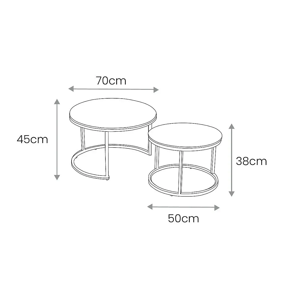 Set 2 mesas centro redondas Leyre roble