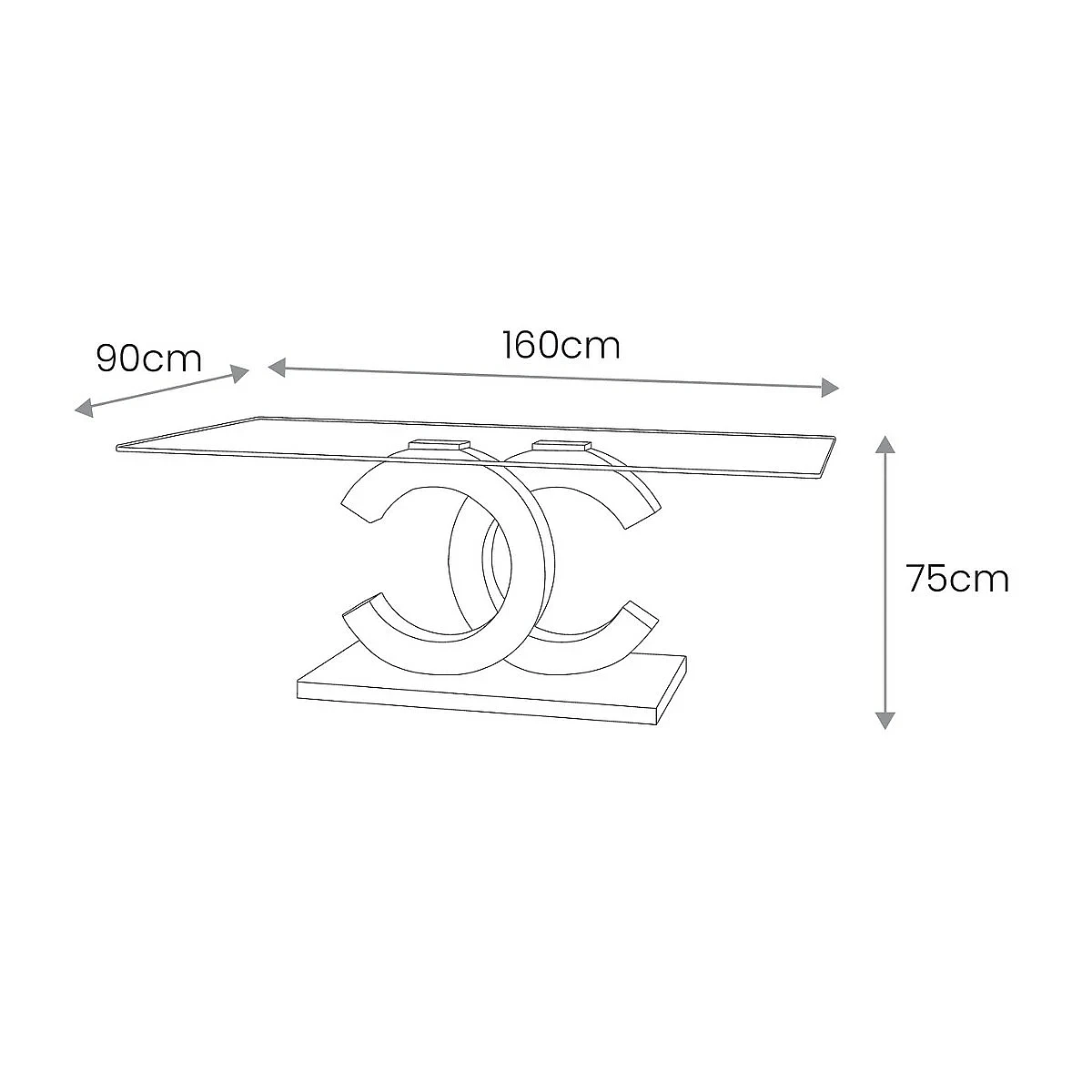 MESA COMEDOR LUNA 160X90 PATA CROMADA