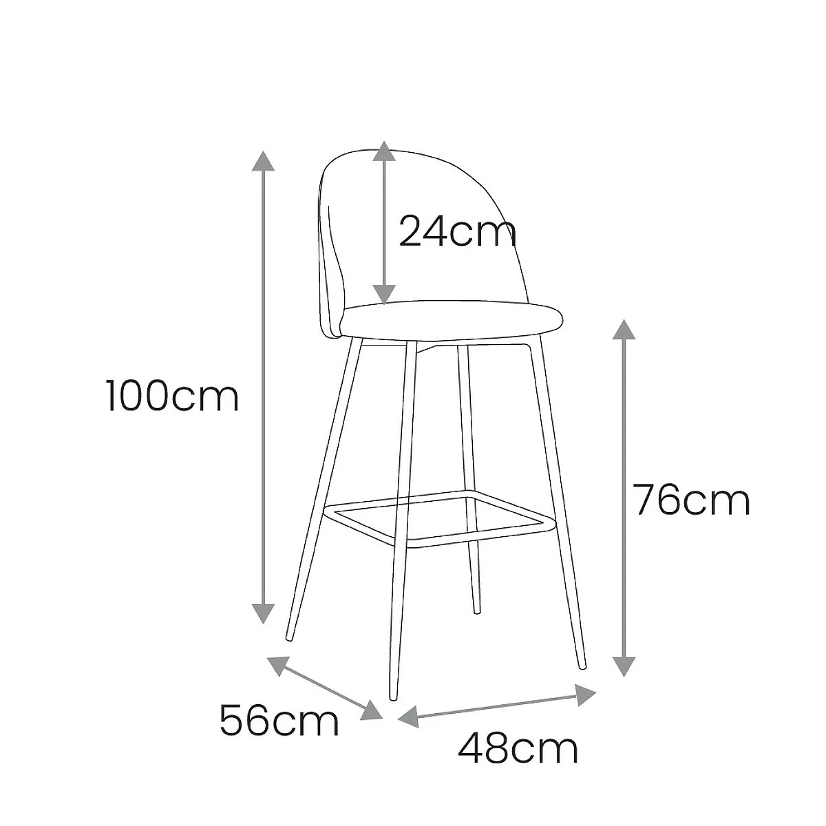 TABURETE ROMINA TERCIOPELO PATA NEGRO