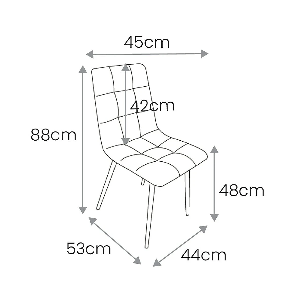 Silla Angela tapizada en tela resistente al agua