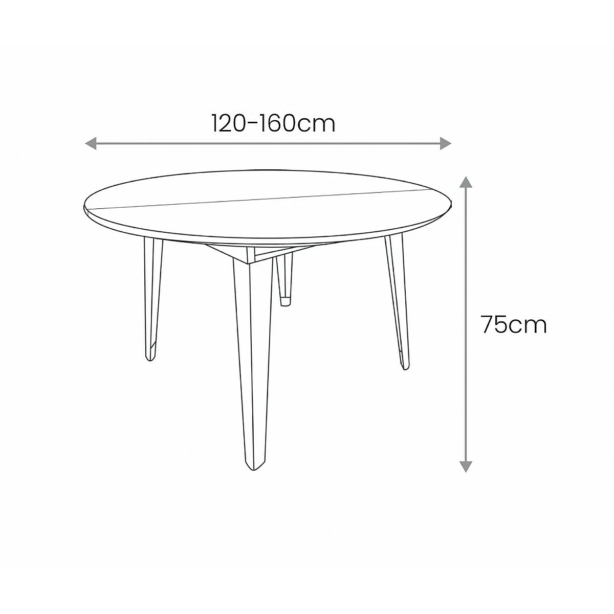 Mesa comedor extensible Noemi redonda 120-160 chapa nogal