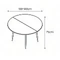 Mesa comedor extensible Lyra redonda 100-140 blanco pata madera