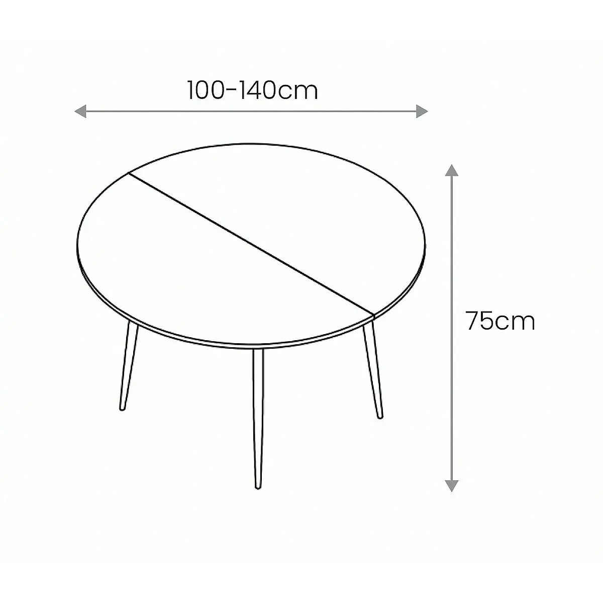 Mesa comedor extensible Lyra redonda 100-140 blanco pata madera