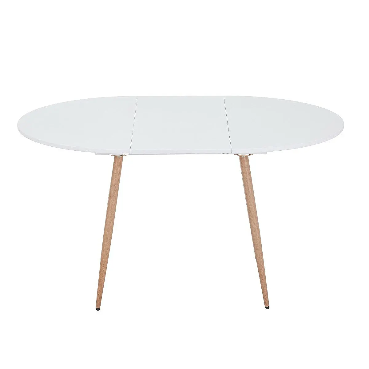 Mesa comedor extensible Lyra redonda 100-140 blanco pata madera