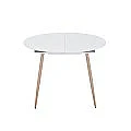 Mesa comedor extensible Lyra redonda 100-140 blanco pata madera