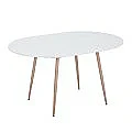 Mesa comedor extensible Lyra redonda 100-140 blanco pata madera