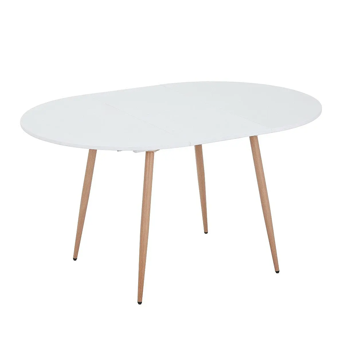 Mesa comedor extensible Lyra redonda 100-140 blanco pata madera