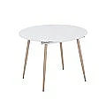 Mesa comedor extensible Lyra redonda 100-140 blanco pata madera