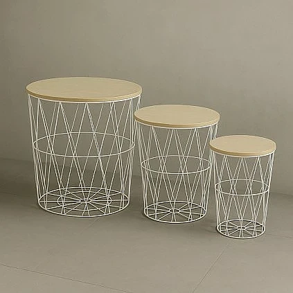 Set 3 mesas auxiliares redondas Marina cambrian